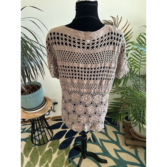 Liz Claiborne Boho Crochet Cardigan/ Cover Up Tie Front Size 1X Hippiechic - Picture 3 of 6